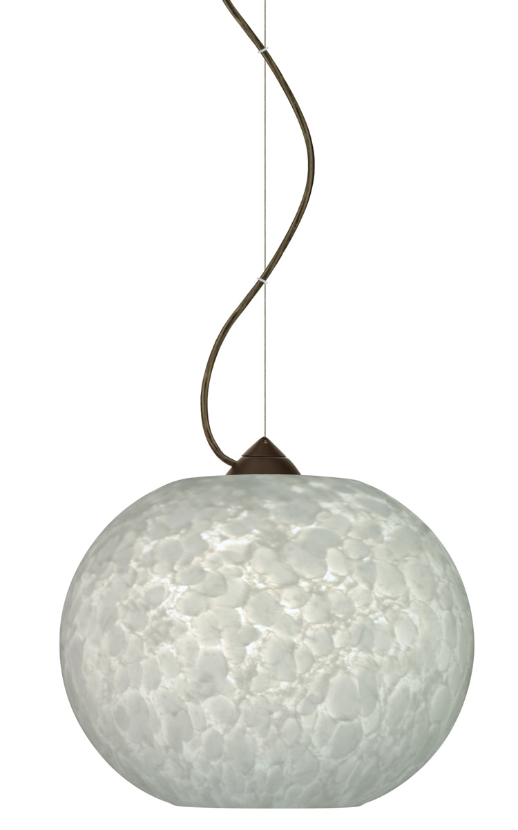 Besa Lighting 1KX-477619-LED-BR Luna LED Bronze Pendant Ceiling Light in Carrera Glass