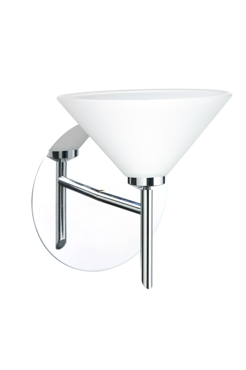 Besa Lighting 1SW-117607-CR Kona 1 Light 6 inch Chrome Mini Sconce Wall Light in Halogen, White Glass