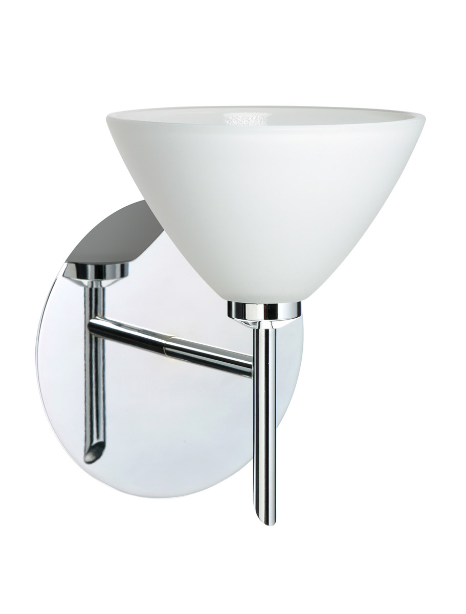 Besa Lighting 1SW-174307-CR Domi 1 Light 5 inch Chrome Mini Sconce Wall Light in Halogen, White Glass