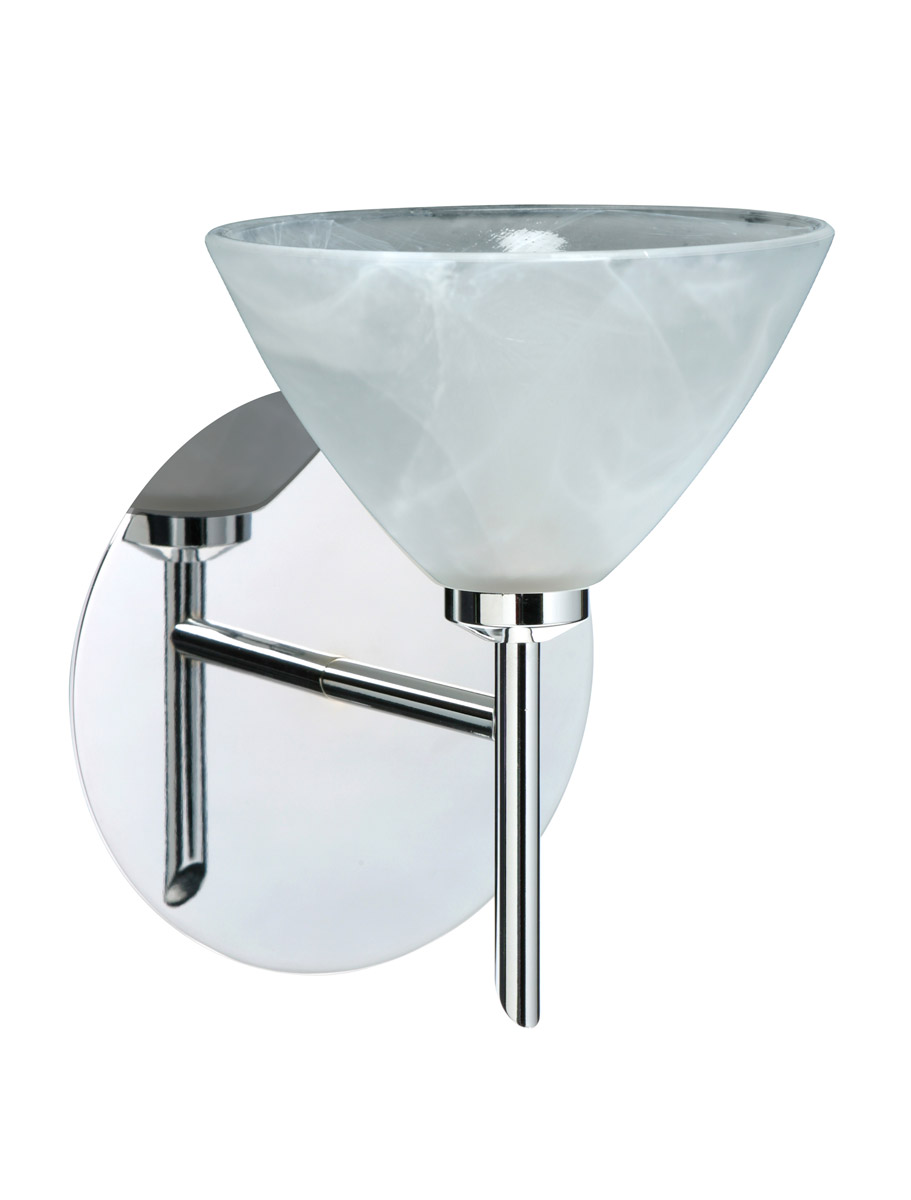 Besa Lighting 1SW-174352-CR Domi 1 Light 5 inch Chrome Mini Sconce Wall Light in Halogen, Marble Glass
