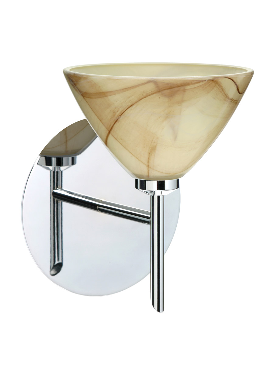 Besa Lighting 1SW-174383-CR Domi 1 Light 5 inch Chrome Mini Sconce Wall Light in Halogen, Mocha Glass