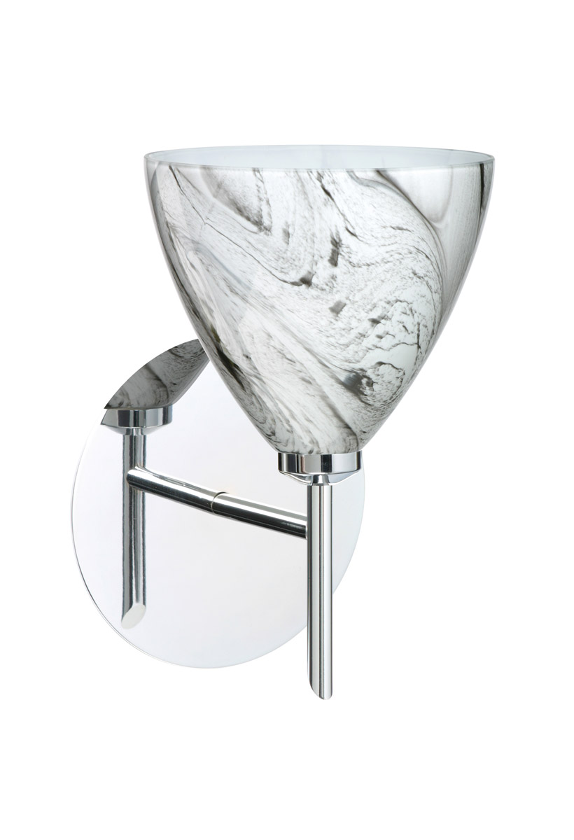 Besa Lighting 1SW-1779MG-CR Mia 1 Light 5 inch Chrome Mini Sconce Wall Light in Halogen, Marble Grigio Glass