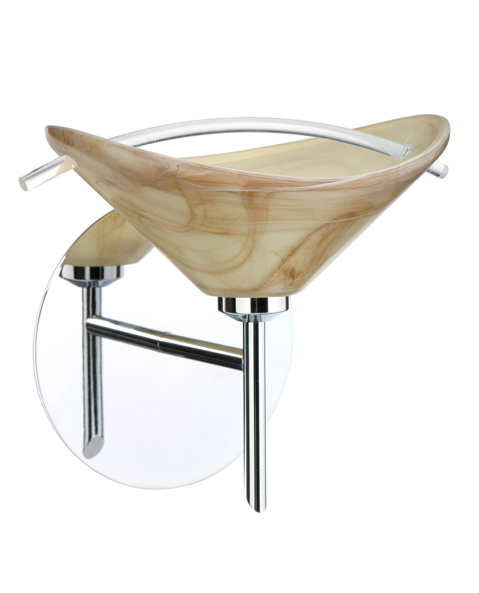Besa Lighting 1SW-181305-CR Hoppi 1 Light 8 inch Chrome Mini Sconce Wall Light in Halogen, Mocha/Clear Glass