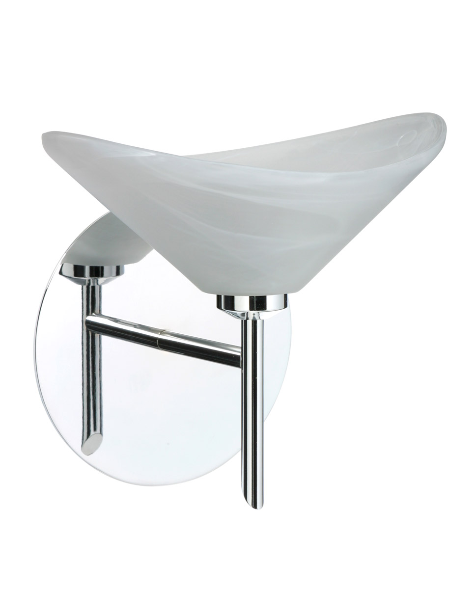 Besa Lighting 1SW-191352-CR Hoppi 1 Light 8 inch Chrome Mini Sconce Wall Light in Halogen, Marble Glass