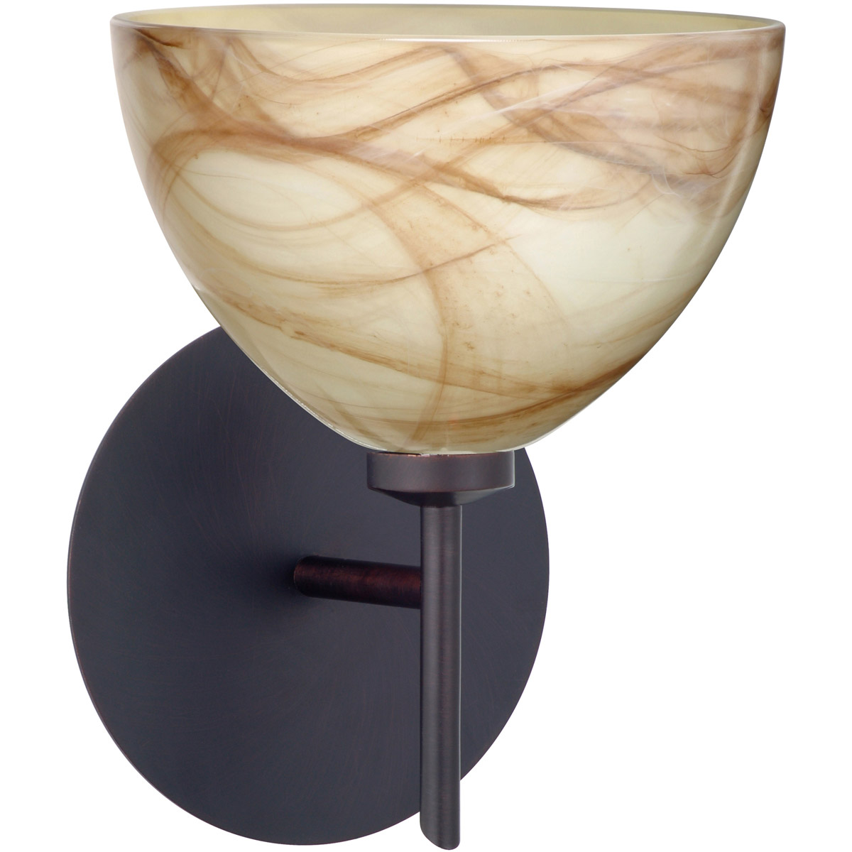 Besa Lighting 1SW-467983-BR Brella 1 Light 6 inch Bronze Mini Sconce Wall Light in Halogen, Mocha Glass