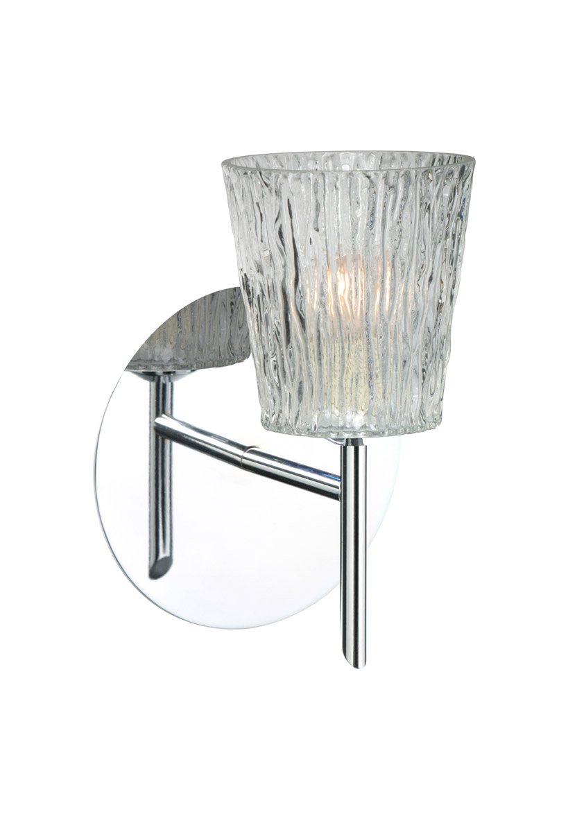 Besa Lighting 1SW-512500-LED-CR Nico 4 LED 5 inch Chrome Mini Sconce Wall Light in Clear Stone Glass