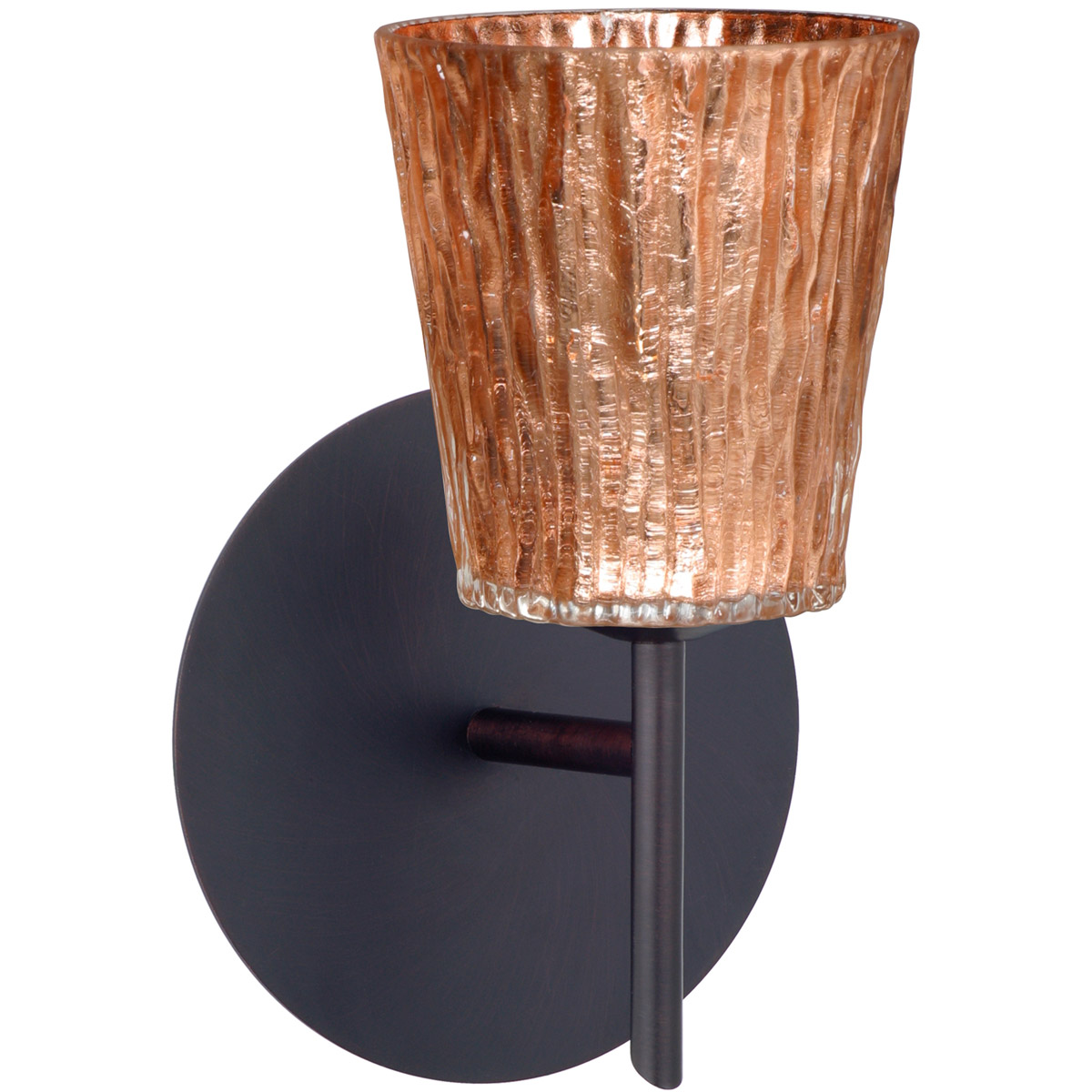 Besa Lighting 1SW-5125CF-BR Nico 4 1 Light 5 inch Bronze Mini Sconce Wall Light in Halogen, Stone Copper Foil Glass