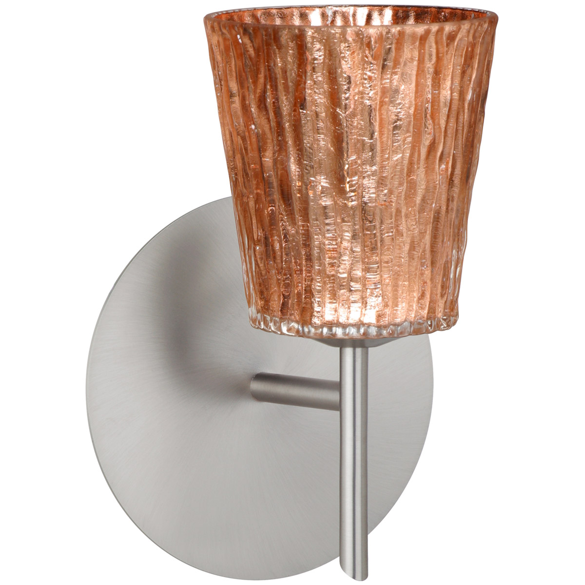 Besa Lighting 1SW-5125CF-SN Nico 4 1 Light 5 inch Satin Nickel Mini Sconce Wall Light in Halogen, Stone Copper Foil Glass