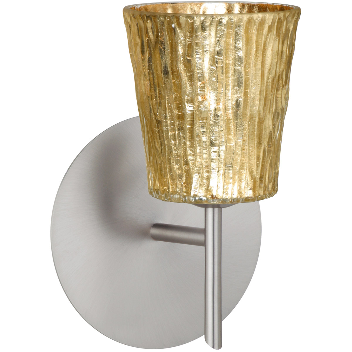 Besa Lighting 1SW-5125GF-LED-SN Nico 4 LED 5 inch Satin Nickel Mini Sconce Wall Light in Stone Gold Foil Glass
