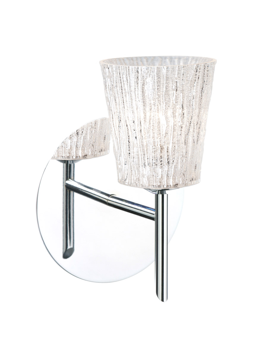 Besa Lighting 1SW-5125GL-LED-CR Nico 4 LED 5 inch Chrome Mini Sconce Wall Light in Glitter Stone Glass