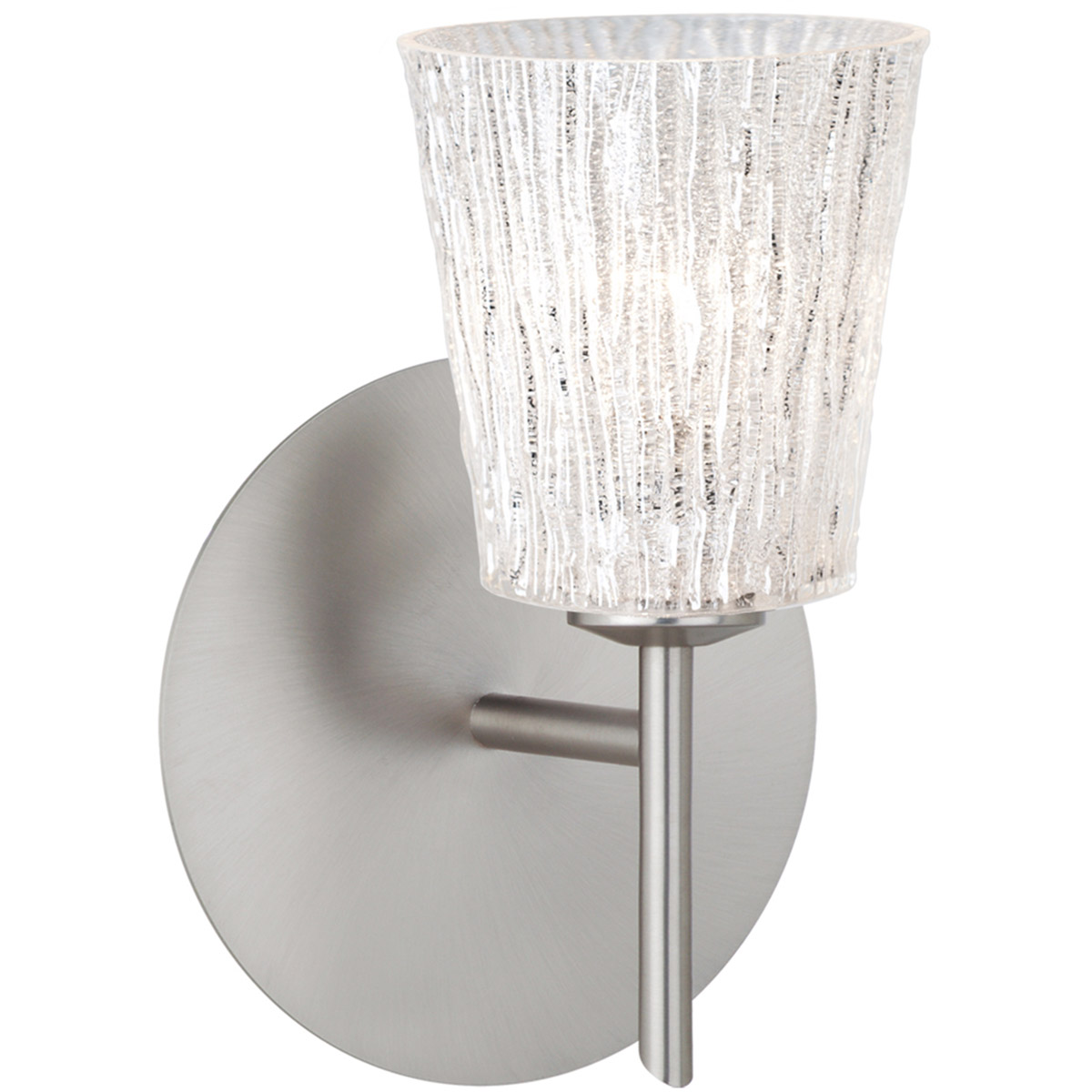 Besa Lighting 1SW-5125GL-SN Nico 4 1 Light 5 inch Satin Nickel Mini Sconce Wall Light in Halogen, Glitter Stone Glass