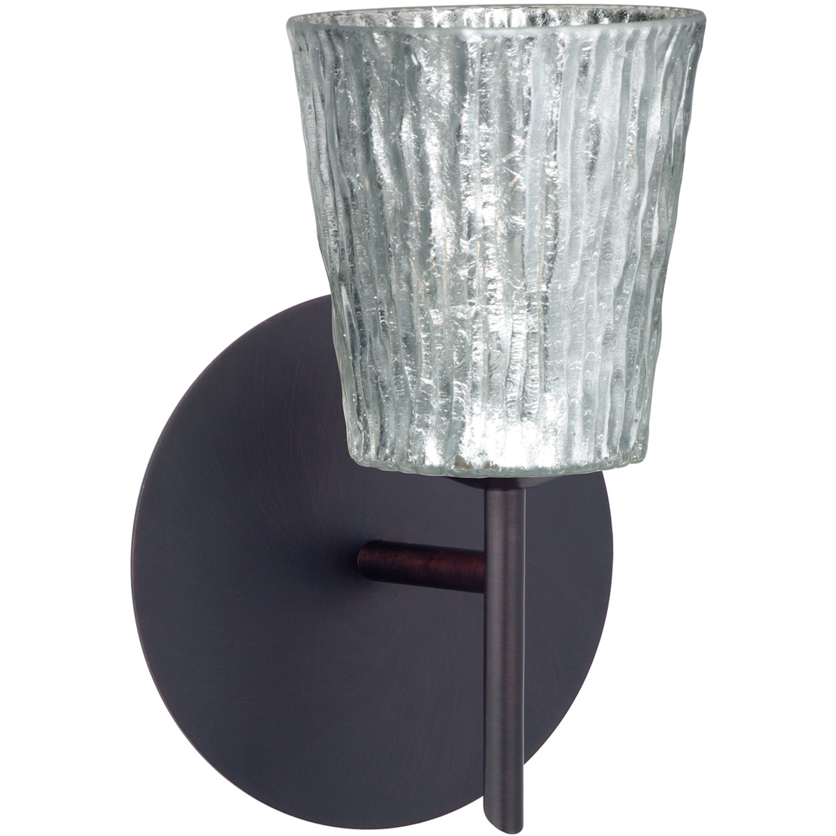 Besa Lighting 1SW-5125SF-BR Nico 4 1 Light 5 inch Bronze Mini Sconce Wall Light in Halogen, Stone Silver Foil Glass