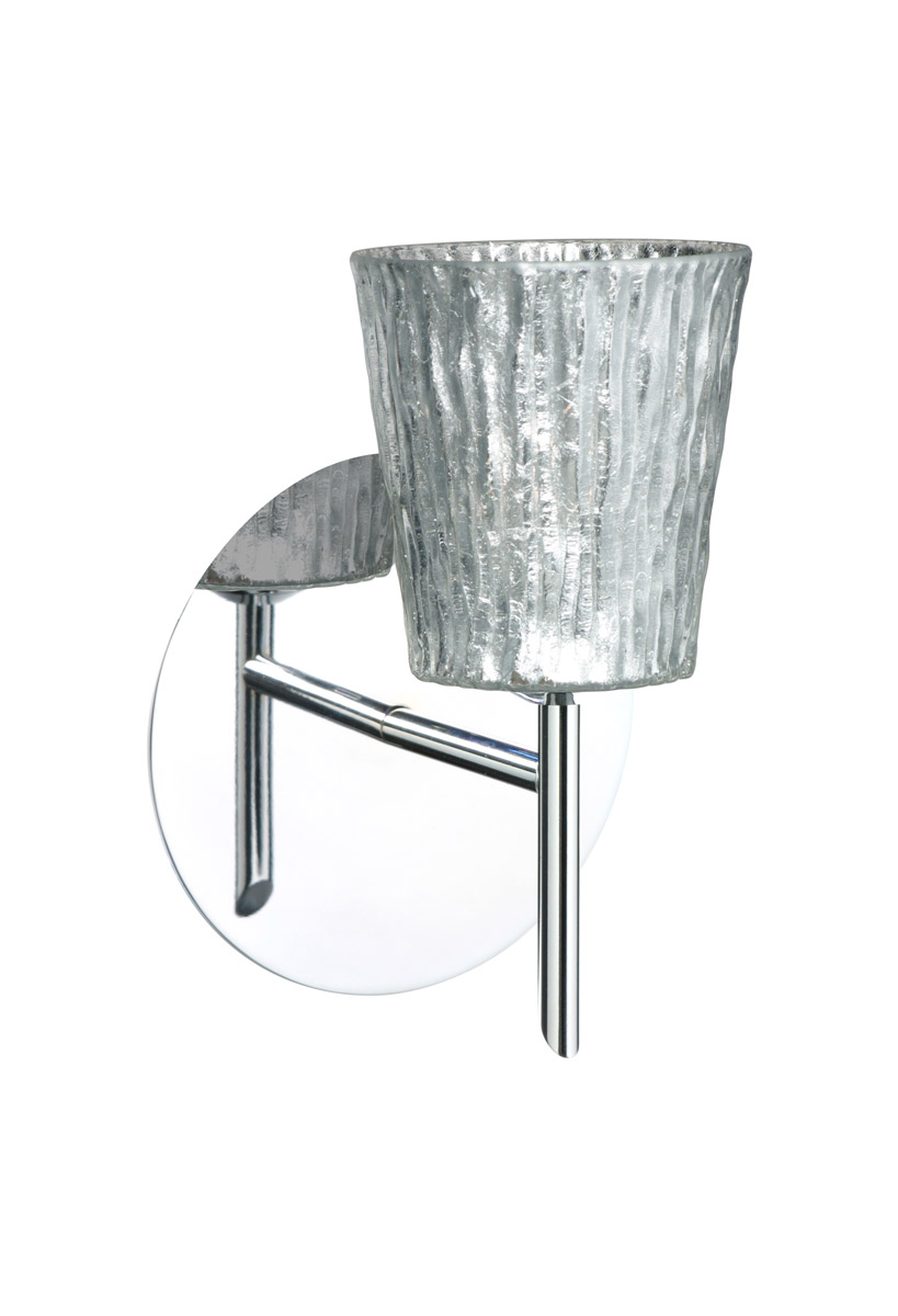 Besa Lighting 1SW-5125SF-LED-CR Nico 4 LED 5 inch Chrome Mini Sconce Wall Light in Stone Silver Foil Glass