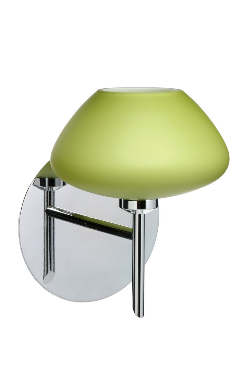 Besa Lighting 1SW-541035-CR Peri 1 Light 5 inch Chrome Mini Sconce Wall Light in Halogen, Chartreuse Glass