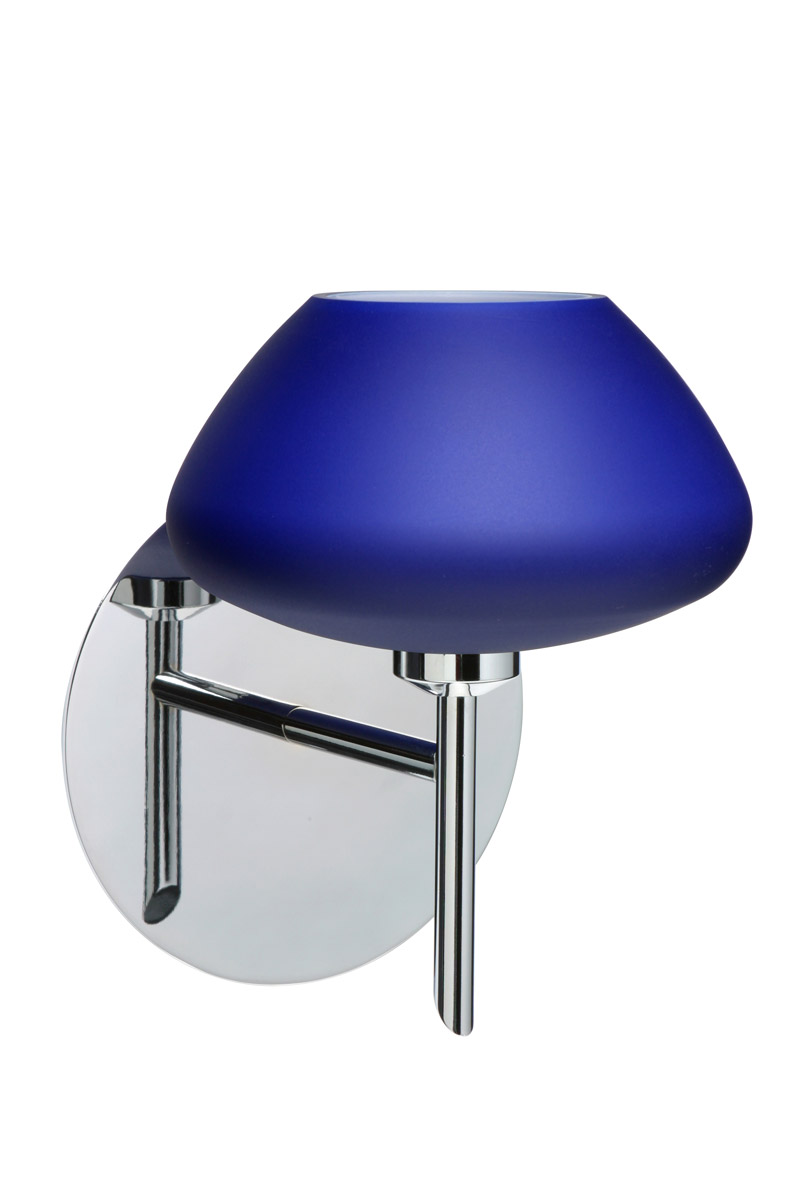 Besa Lighting 1SW-541087-LED-CR Peri LED 5 inch Chrome Mini Sconce Wall Light in Blue Matte Glass