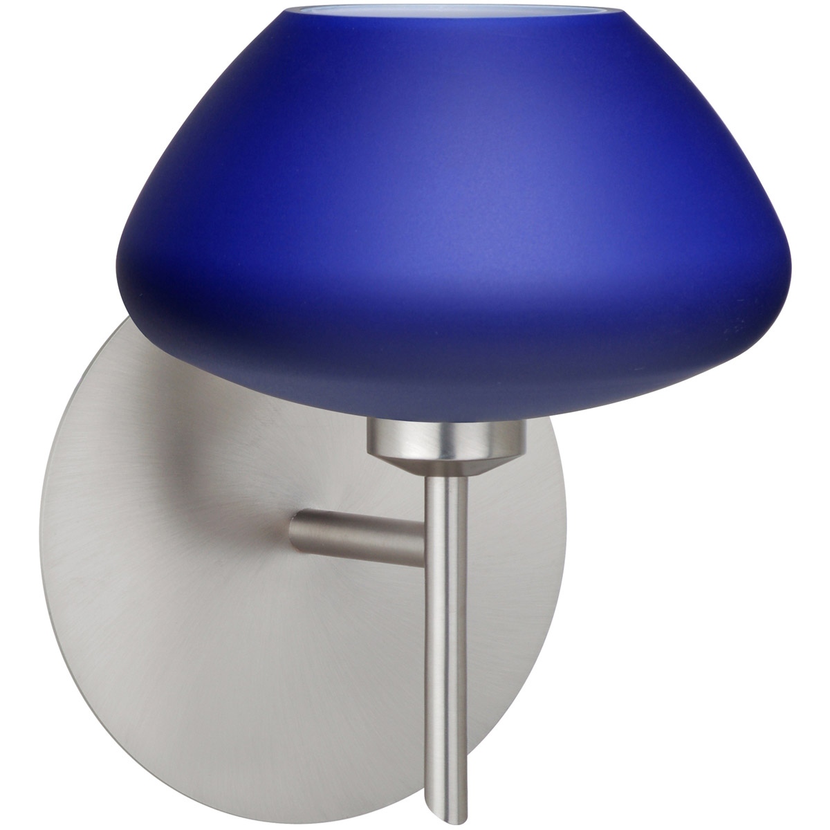 Besa Lighting 1SW-541087-SN Peri 1 Light 5 inch Satin Nickel Mini Sconce Wall Light in Halogen, Blue Matte Glass