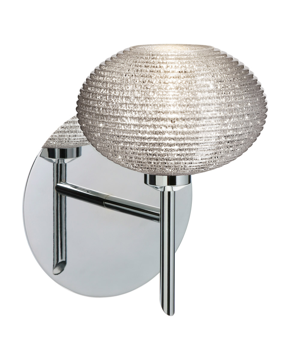 Besa Lighting 1SW-5612GL-CR Lasso 1 Light 5 inch Chrome Mini Sconce Wall Light in Halogen, Glitter Glass