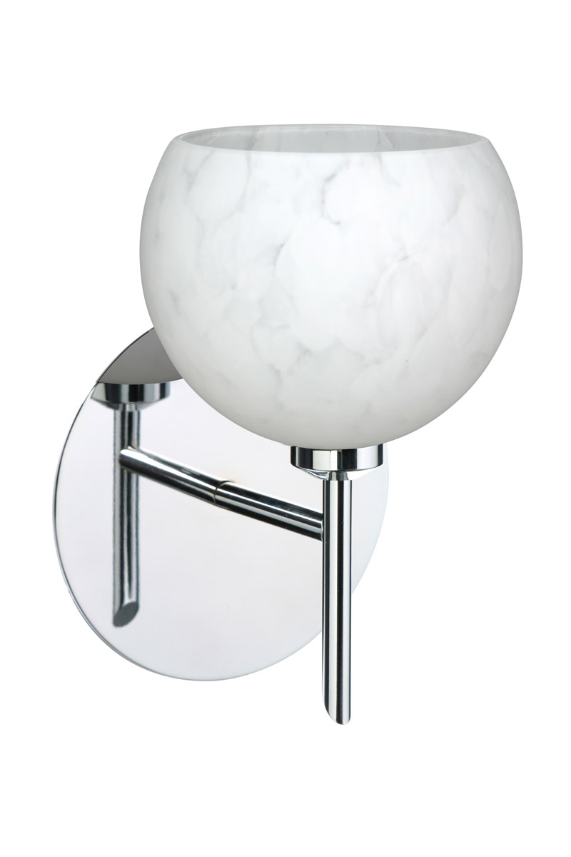 Besa Lighting 1SW-565819-LED-CR Palla 5 LED 5 inch Chrome Mini Sconce Wall Light in Carrera Glass