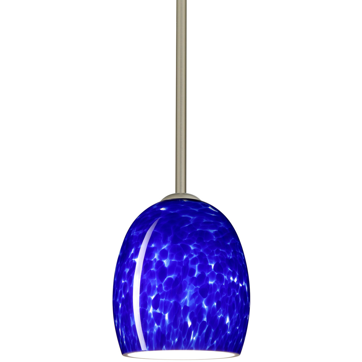 Besa Lighting 1TT-169786-SN Lucia 1 Light Satin Nickel Stem Pendant Ceiling Light in Incandescent, Blue Cloud Glass