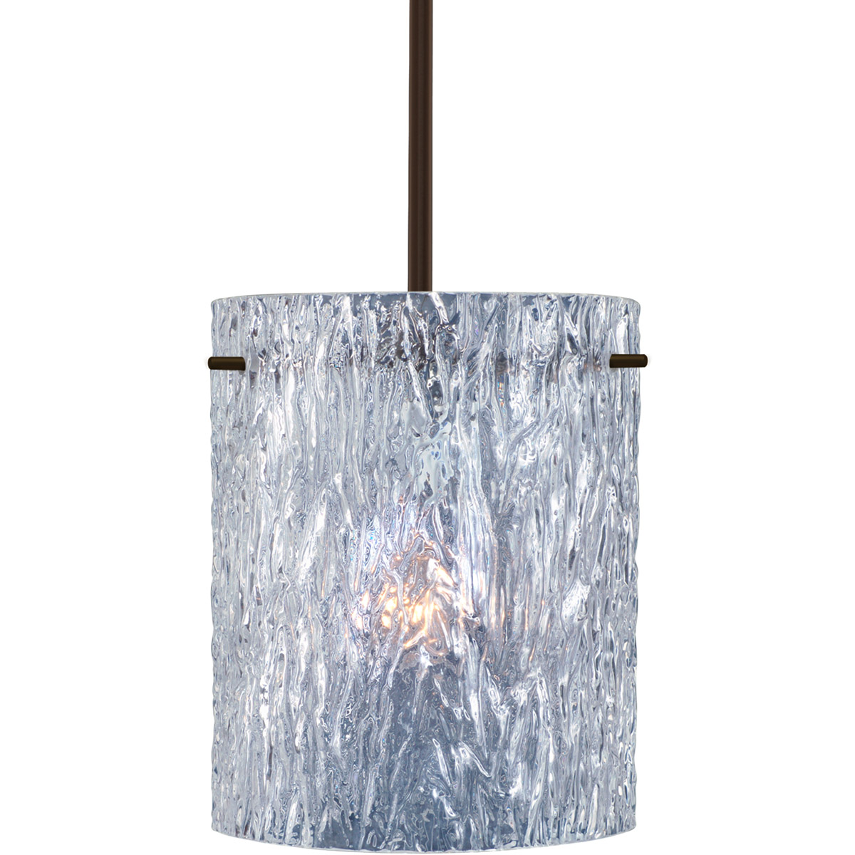 Besa Lighting 1TT-400600-BR Tamburo 8 1 Light Bronze Stem Pendant Ceiling Light in Incandescent, Clear Stone Glass