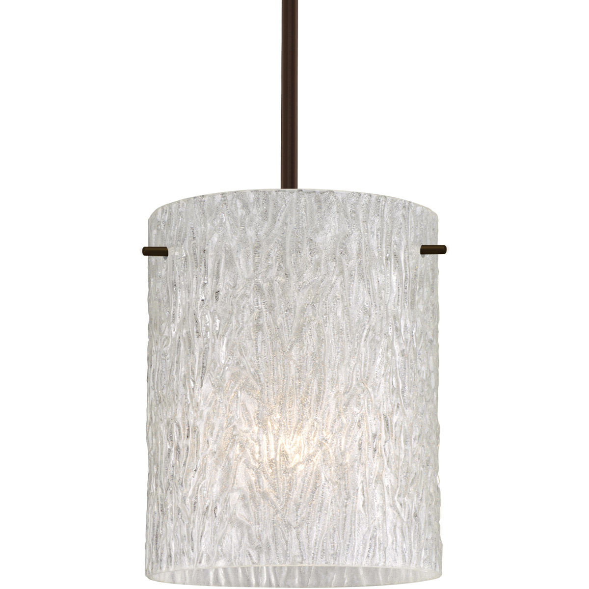 Besa Lighting 1TT-4006GL-BR Tamburo 8 1 Light Bronze Stem Pendant Ceiling Light in Incandescent, Glitter Stone Glass