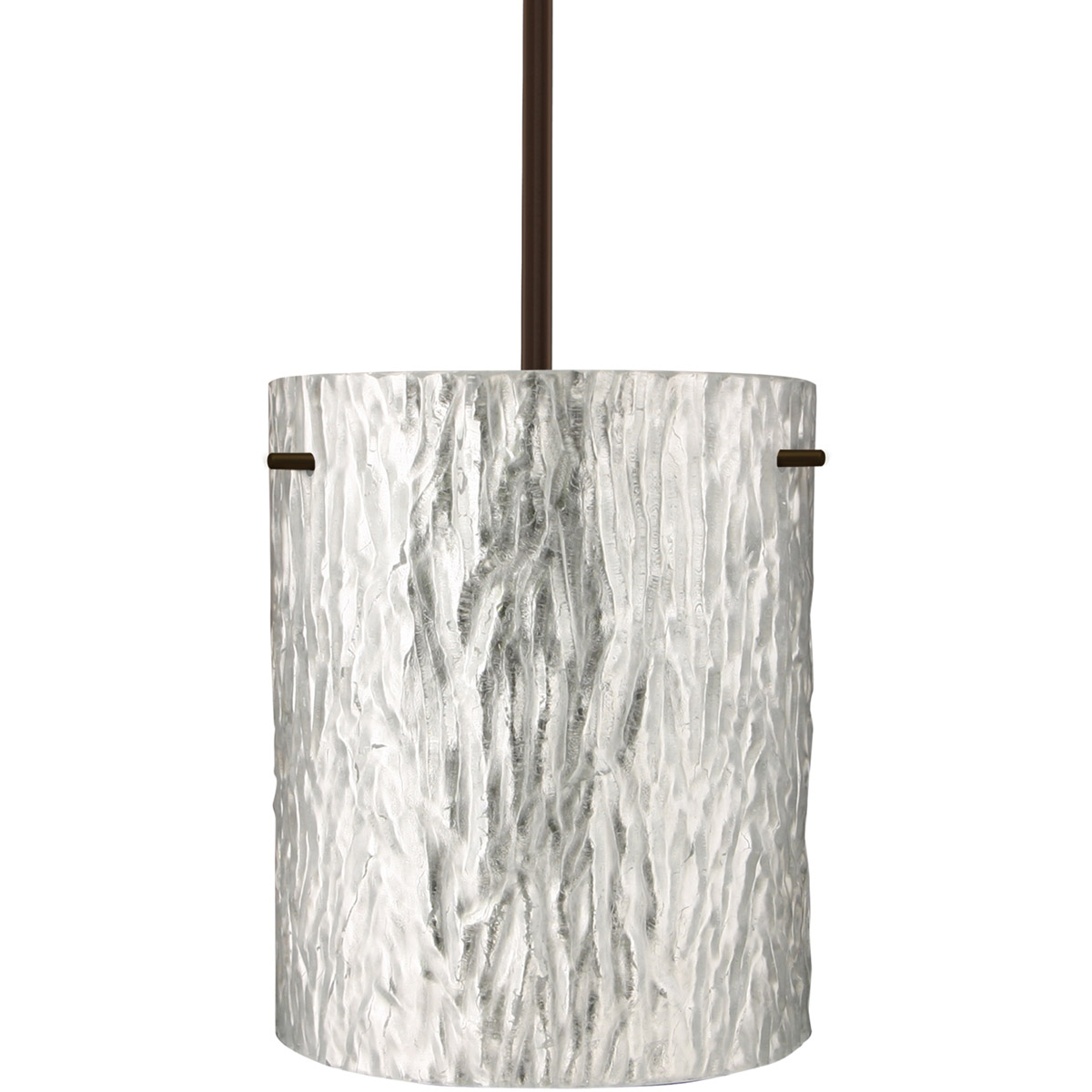 Besa Lighting 1TT-4006SS-BR Tamburo 8 1 Light Bronze Stem Pendant Ceiling Light in Incandescent, Stone Silver Foil Glass