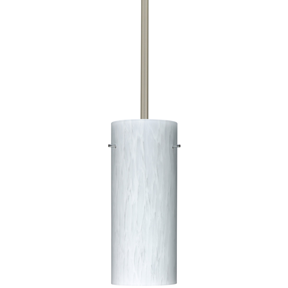 Besa Lighting 1TT-412319-LED-SN Stilo 10 LED Satin Nickel Stem Pendant Ceiling Light in Carrera Glass
