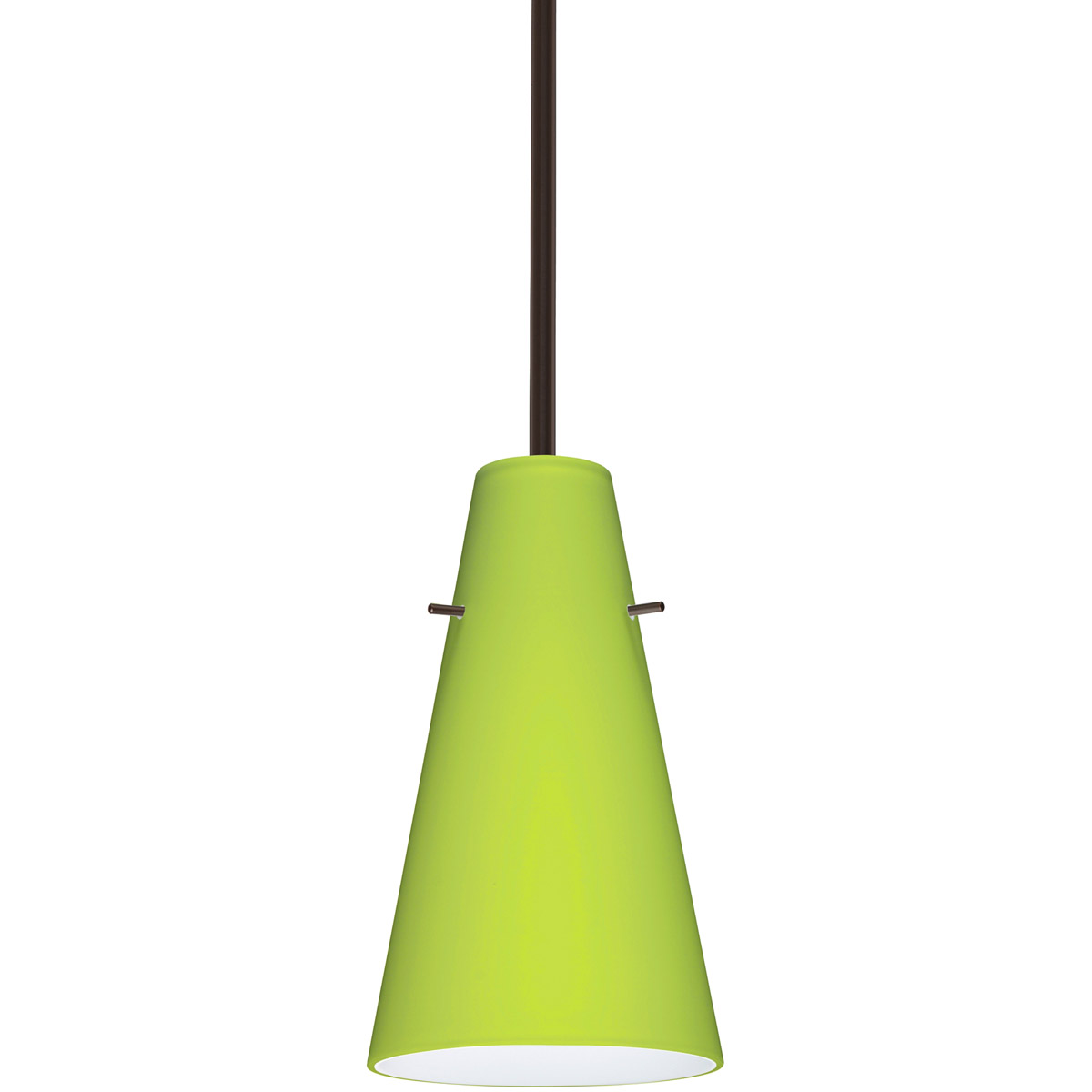 Besa Lighting 1TT-412435-LED-BR Cierro LED Bronze Stem Pendant Ceiling Light in Chartreuse Glass