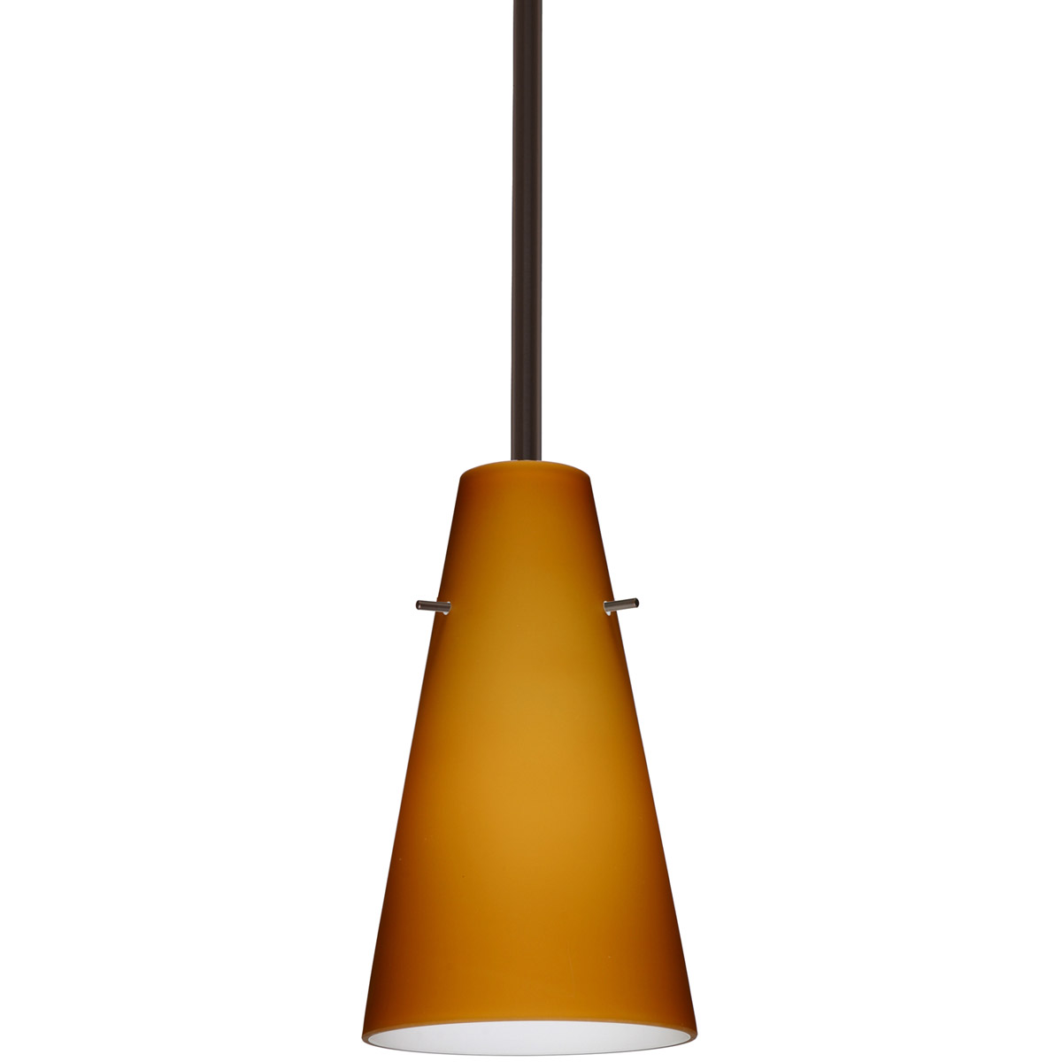 Besa Lighting 1TT-412480-LED-BR Cierro LED Bronze Stem Pendant Ceiling Light in Amber Matte Glass