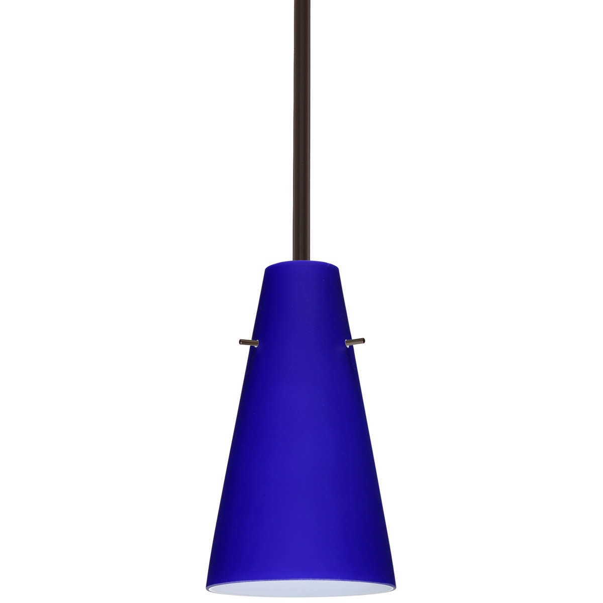 Besa Lighting 1TT-4124CM-LED-BR Cierro LED Bronze Stem Pendant Ceiling Light in Cobalt Blue Matte Glass