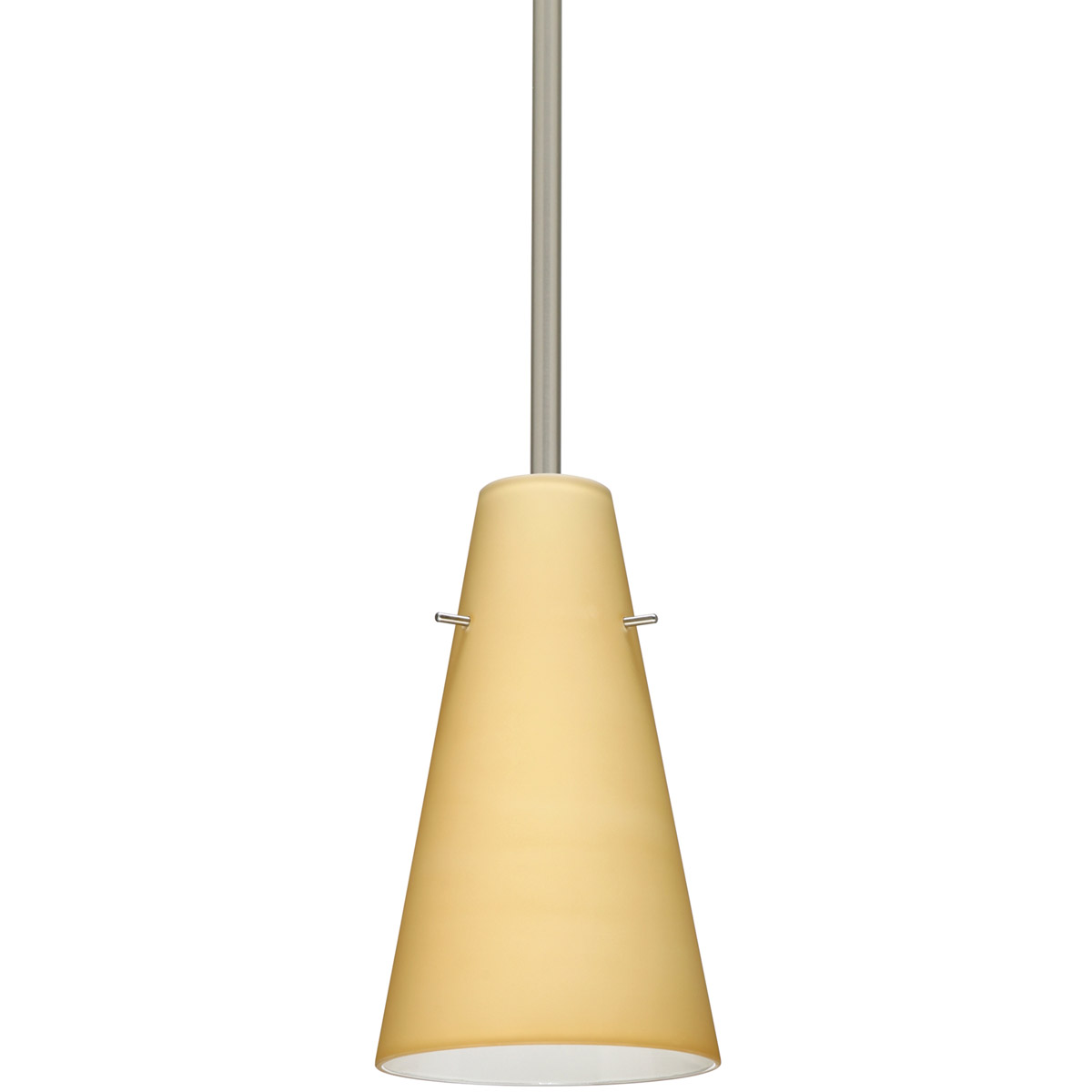 Besa Lighting 1TT-4124VM-LED-SN Cierro LED Satin Nickel Stem Pendant Ceiling Light in Vanilla Matte Glass