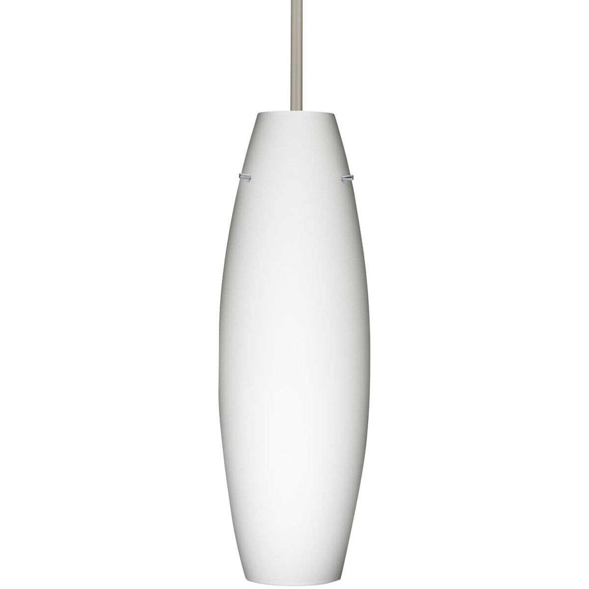 Besa Lighting 1TT-412707-SN Tara 1 Light Satin Nickel Stem Pendant Ceiling Light in Incandescent, Opal Matte Glass