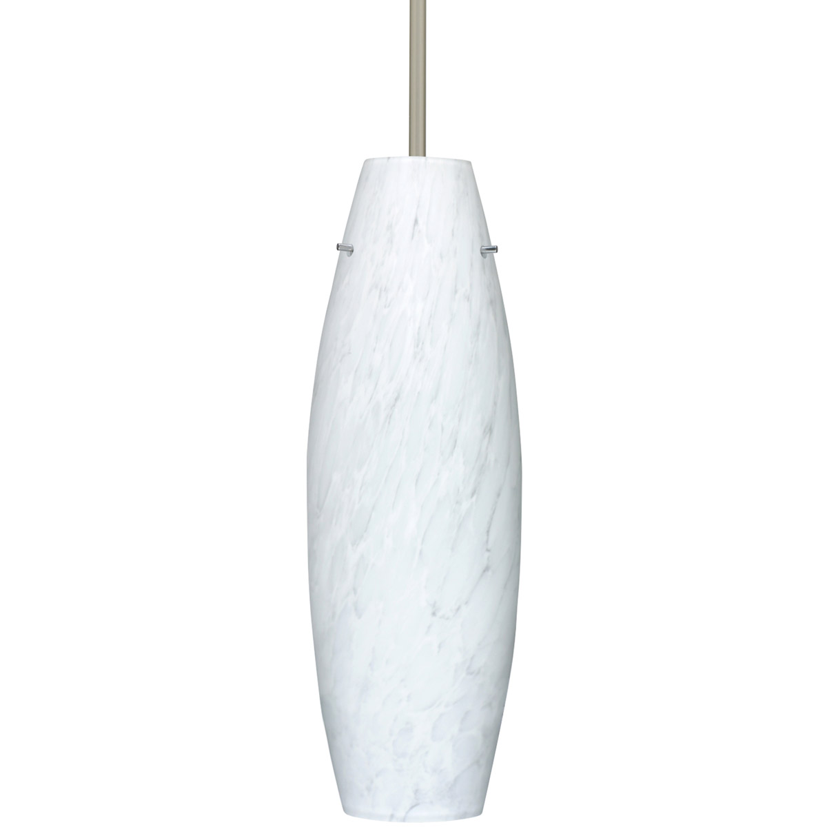 Besa Lighting 1TT-412719-LED-SN Tara LED Satin Nickel Stem Pendant Ceiling Light in Carrera Glass