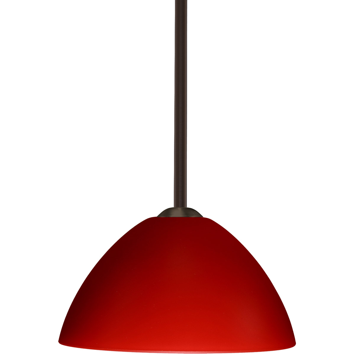 Besa Lighting 1TT-420131-BR Tessa 1 Light Bronze Stem Pendant Ceiling Light in Incandescent, Red Matte Glass