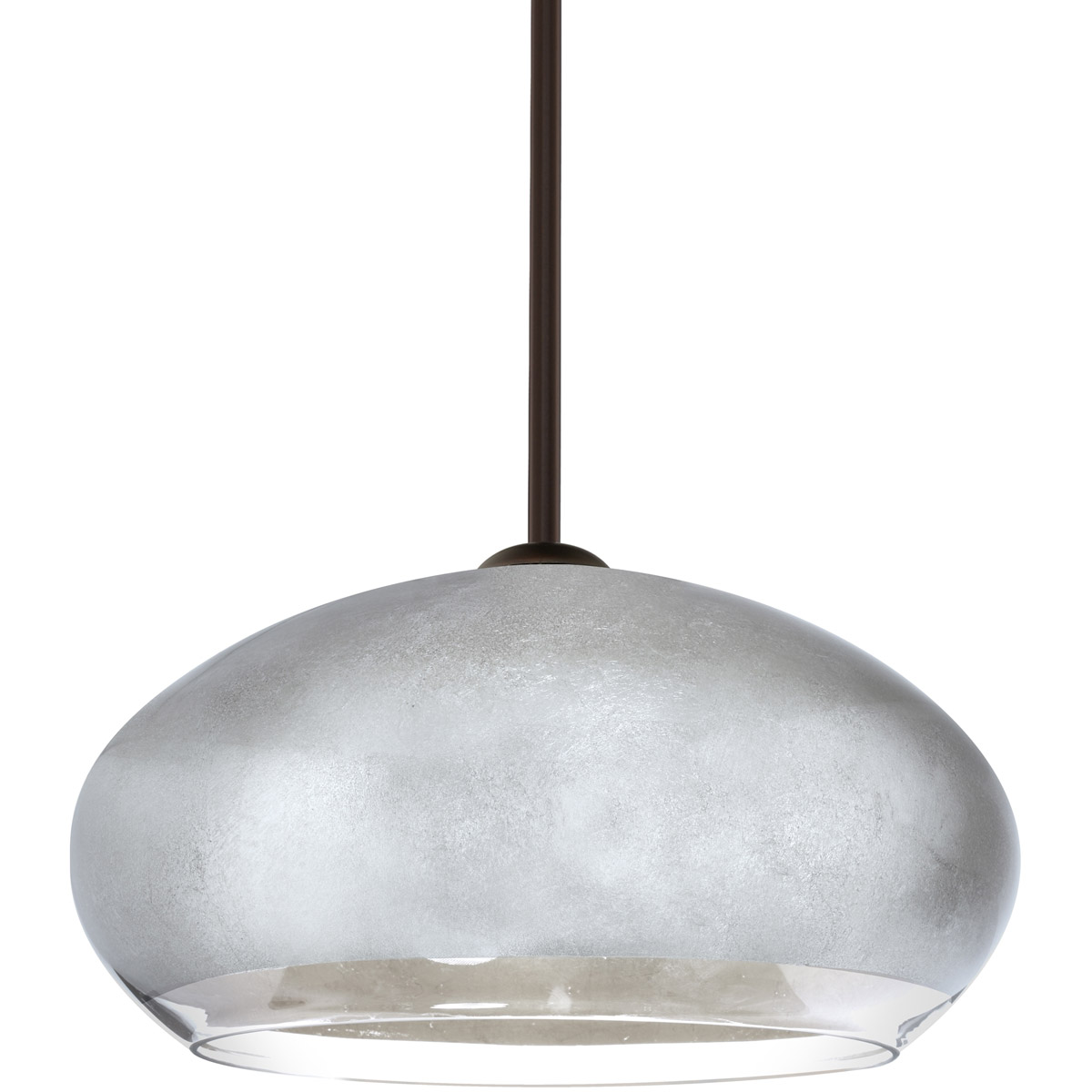 Besa Lighting 1TT-4345SF-LED-BR Brio 14 LED Bronze Stem Pendant Ceiling Light in Silver Foil Glass