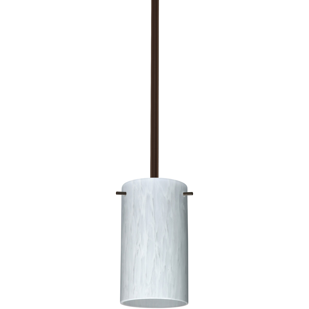 Besa Lighting 1TT-440419-LED-BR Stilo 7 LED Bronze Stem Pendant Ceiling Light in Carrera Glass