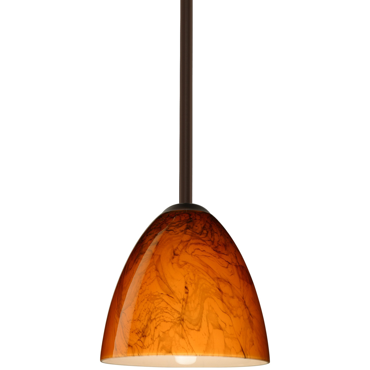 Besa Lighting 1TT-4470HB-BR Vila 1 Light Bronze Stem Pendant Ceiling Light in Incandescent, Habanero Glass