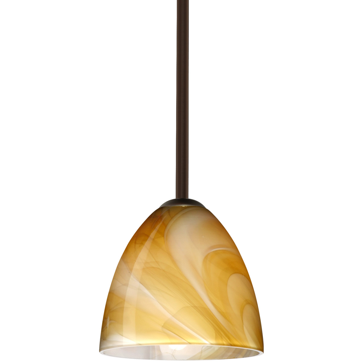 Besa Lighting 1TT-4470HN-LED-BR Vila LED Bronze Stem Pendant Ceiling Light in Honey Glass