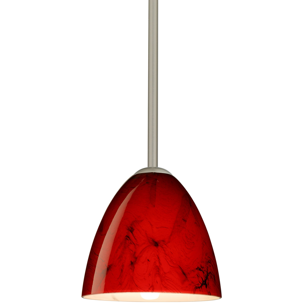 Besa Lighting 1TT-4470MA-LED-SN Vila LED Satin Nickel Stem Pendant Ceiling Light in Magma Glass