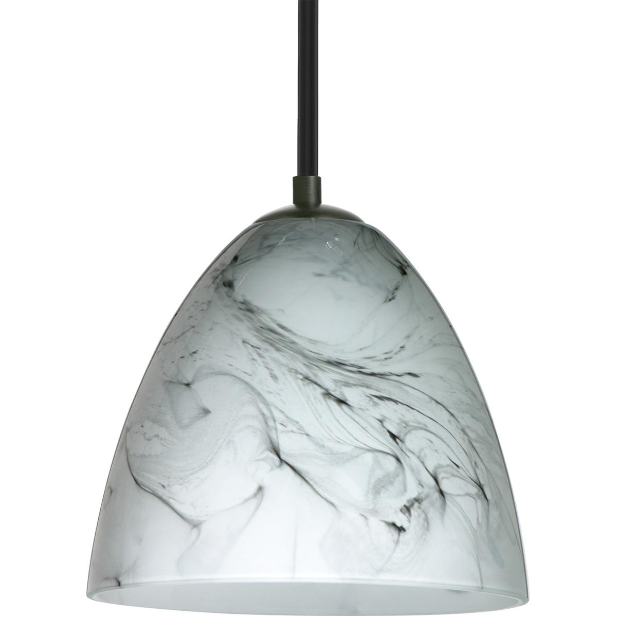 Besa Lighting 1TT-4470MG-BK Vila 1 Light Black Stem Pendant Ceiling Light