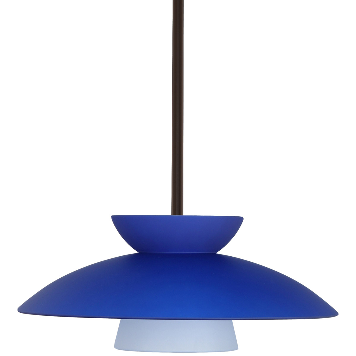 Besa Lighting 1TT-451323-LED-BR Trilo 15 LED Bronze Stem Pendant Ceiling Light in Blue Matte Glass