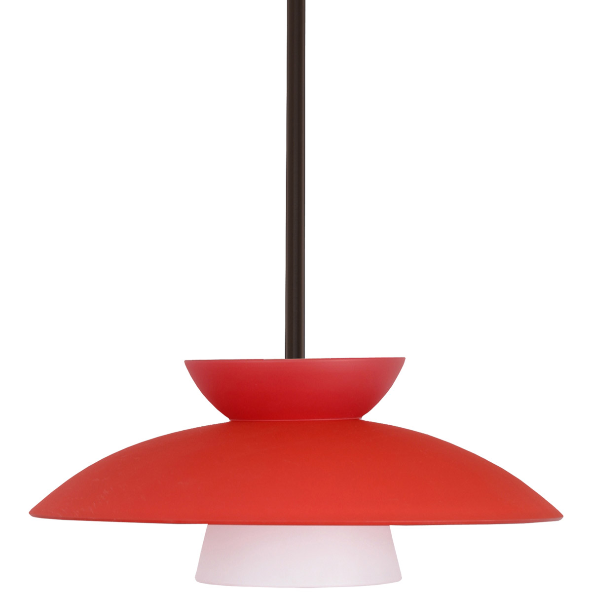 Besa Lighting 1TT-451331-LED-BR Trilo 15 LED Bronze Stem Pendant Ceiling Light in Red Matte Glass