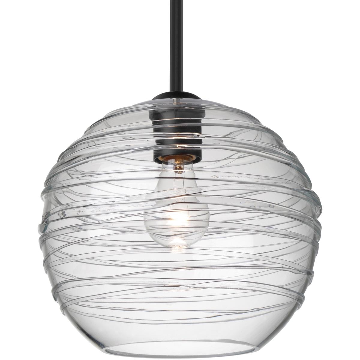 Besa Lighting 1TT-462761-BK Wave 10 1 Light Black Cord Pendant Ceiling Light