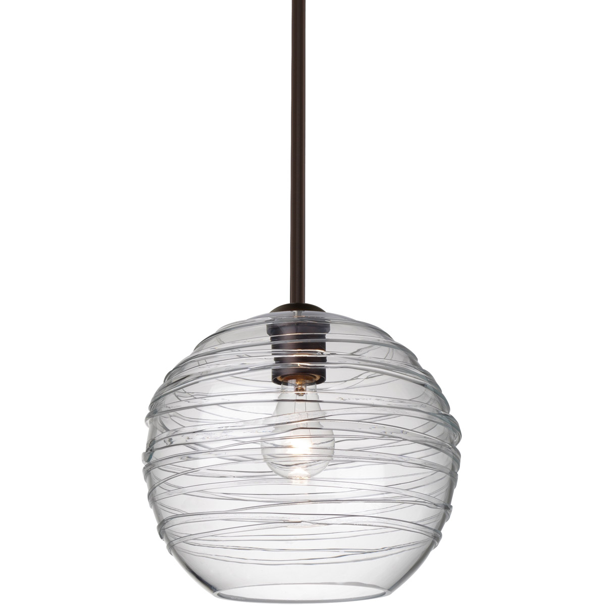 Besa Lighting 1TT-462761-BR Wave 10 1 Light Bronze Stem Pendant Ceiling Light in Clear Glass