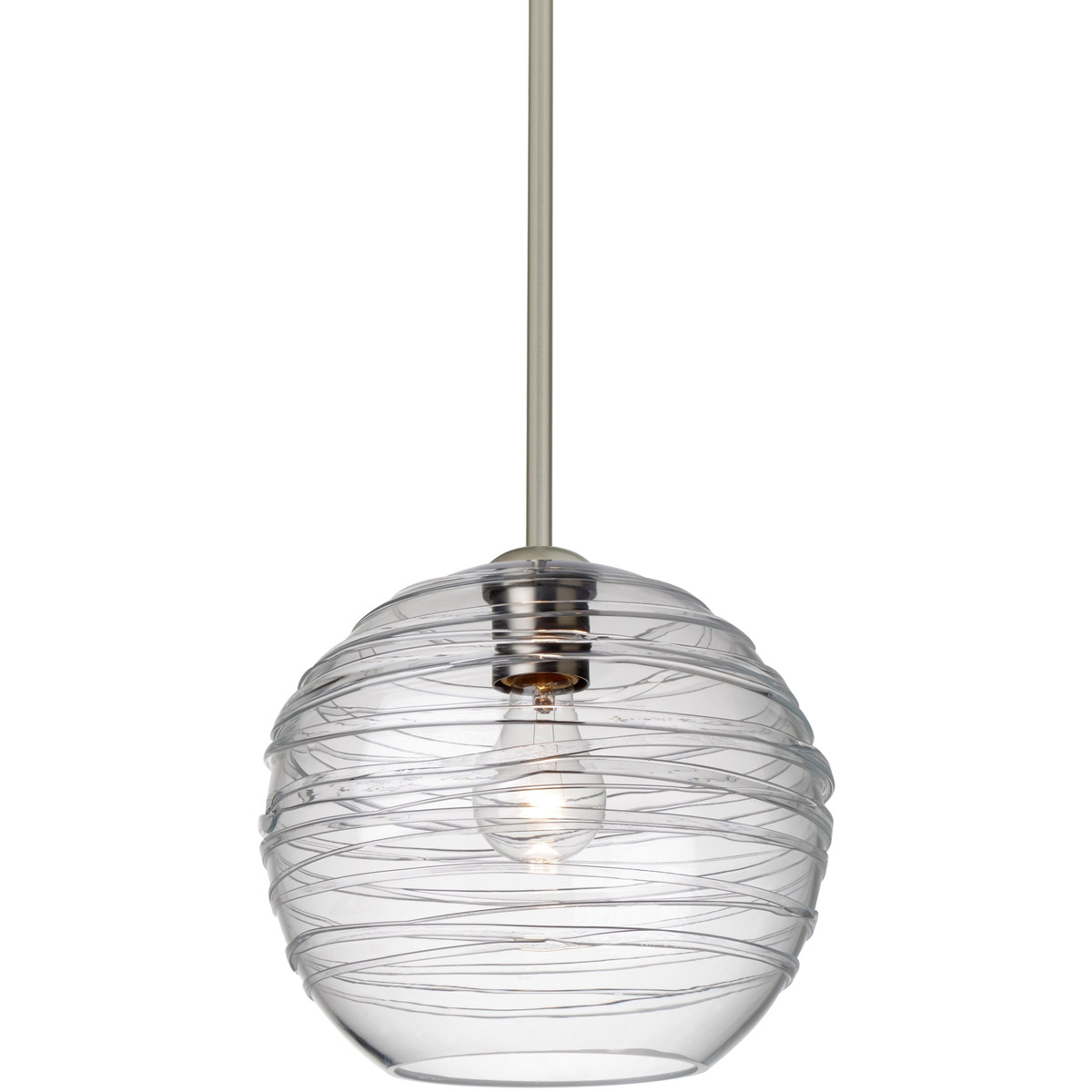 Besa Lighting 1TT-462761-SN Wave 10 1 Light Satin Nickel Stem Pendant Ceiling Light in Clear Glass