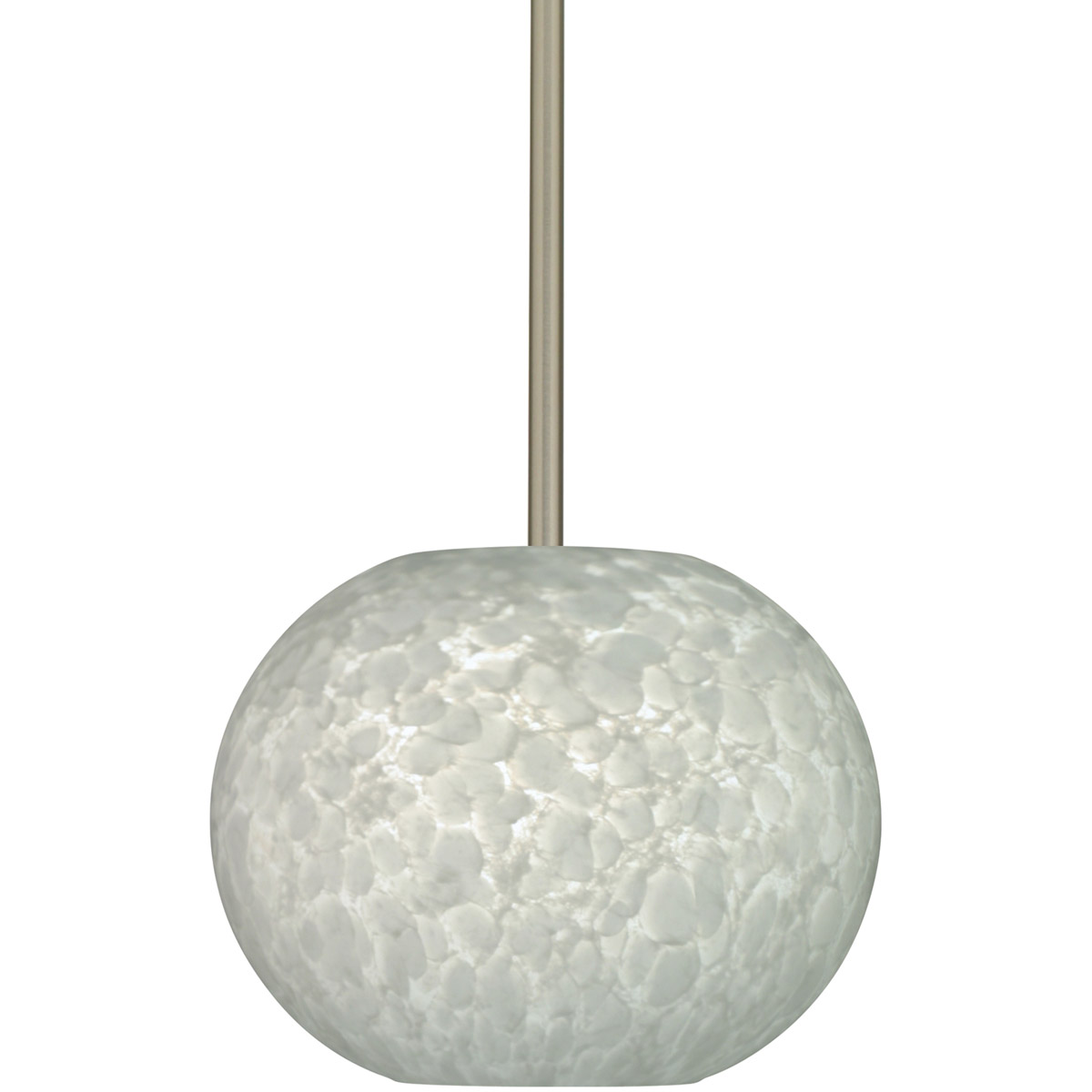 Besa Lighting 1TT-477619-LED-SN Luna LED Satin Nickel Stem Pendant Ceiling Light in Carrera Glass