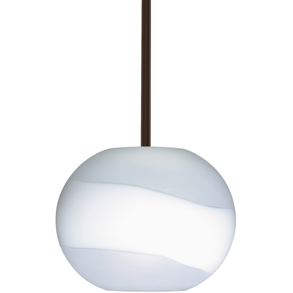 Besa Lighting 1TT-477699-LED-BR Luna LED Bronze Stem Pendant Ceiling Light in Opal Frost Glass