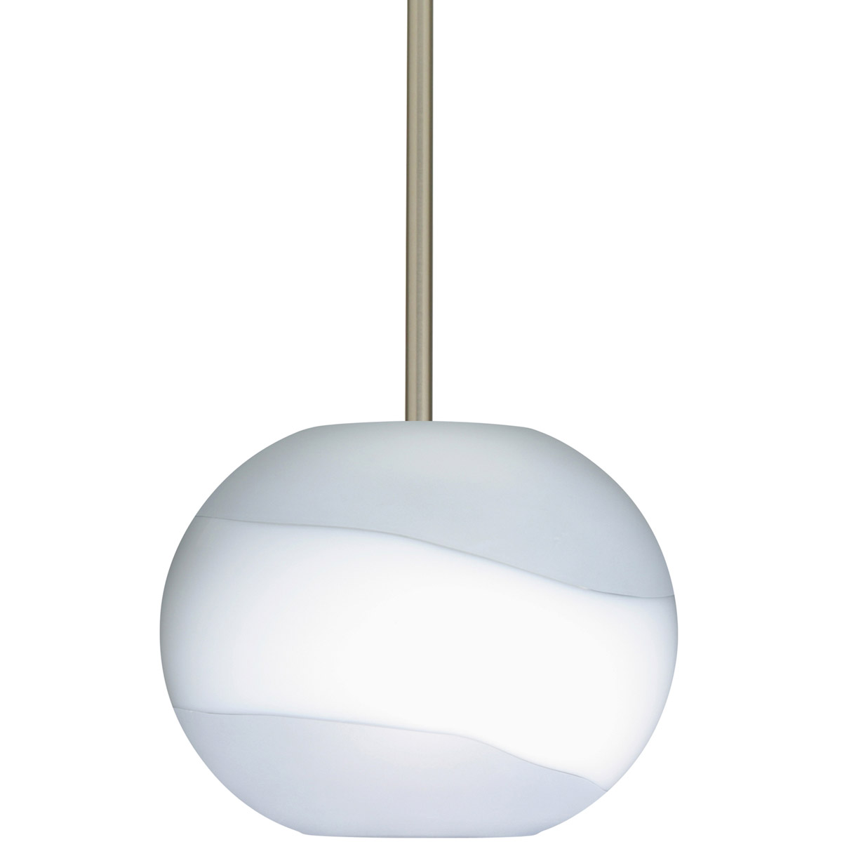 Besa Lighting 1TT-477699-SN Luna 1 Light Satin Nickel Stem Pendant Ceiling Light in Incandescent, Opal Frost Glass