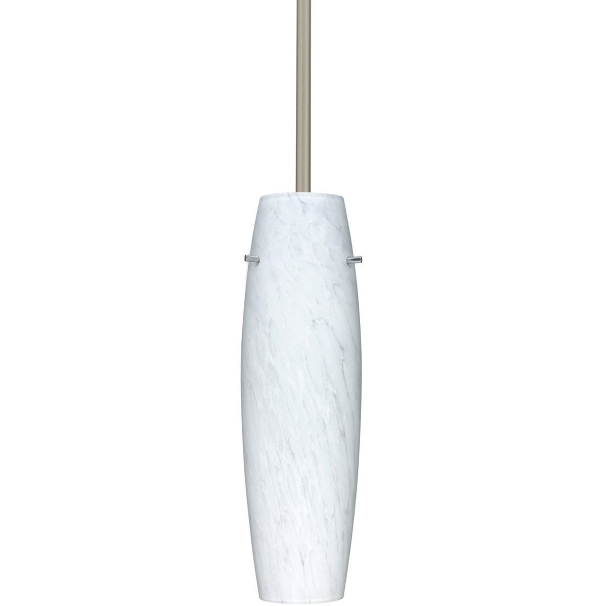 Besa Lighting 1TT-489719-LED-SN Suzi LED Satin Nickel Stem Pendant Ceiling Light in Carrera Glass