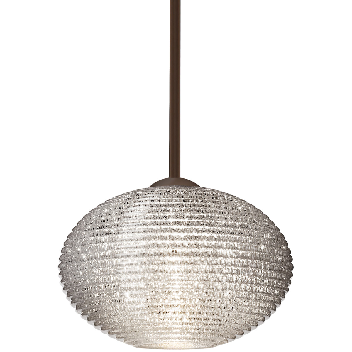 Besa Lighting 1TT-4912GL-LED-BR Pape 10 LED Bronze Stem Pendant Ceiling Light in Glitter Glass